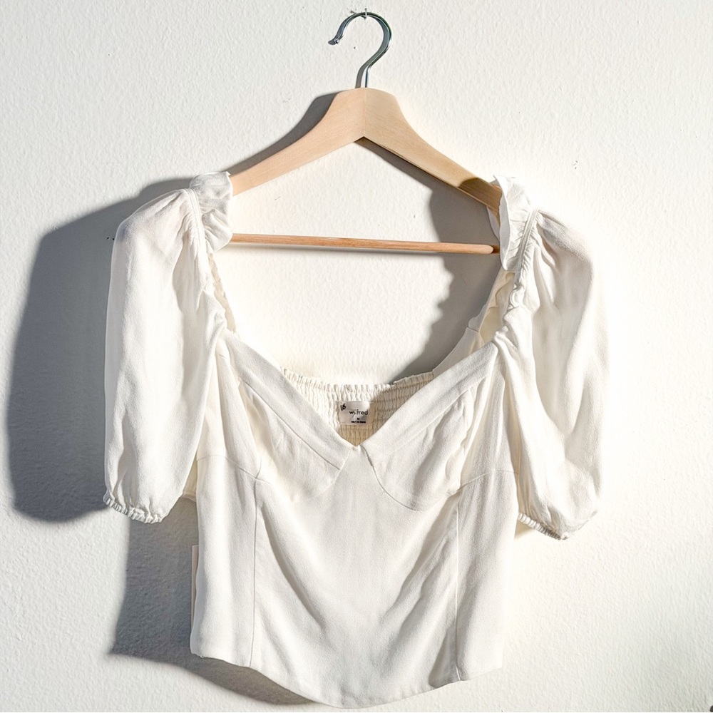 NWT Wilfred Novella Short Sleeve Blouse Light Birch Size M